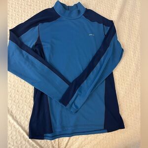 Patagonia Men's Capilene Blue mock turtleneck long-sleeve shirt. Large read